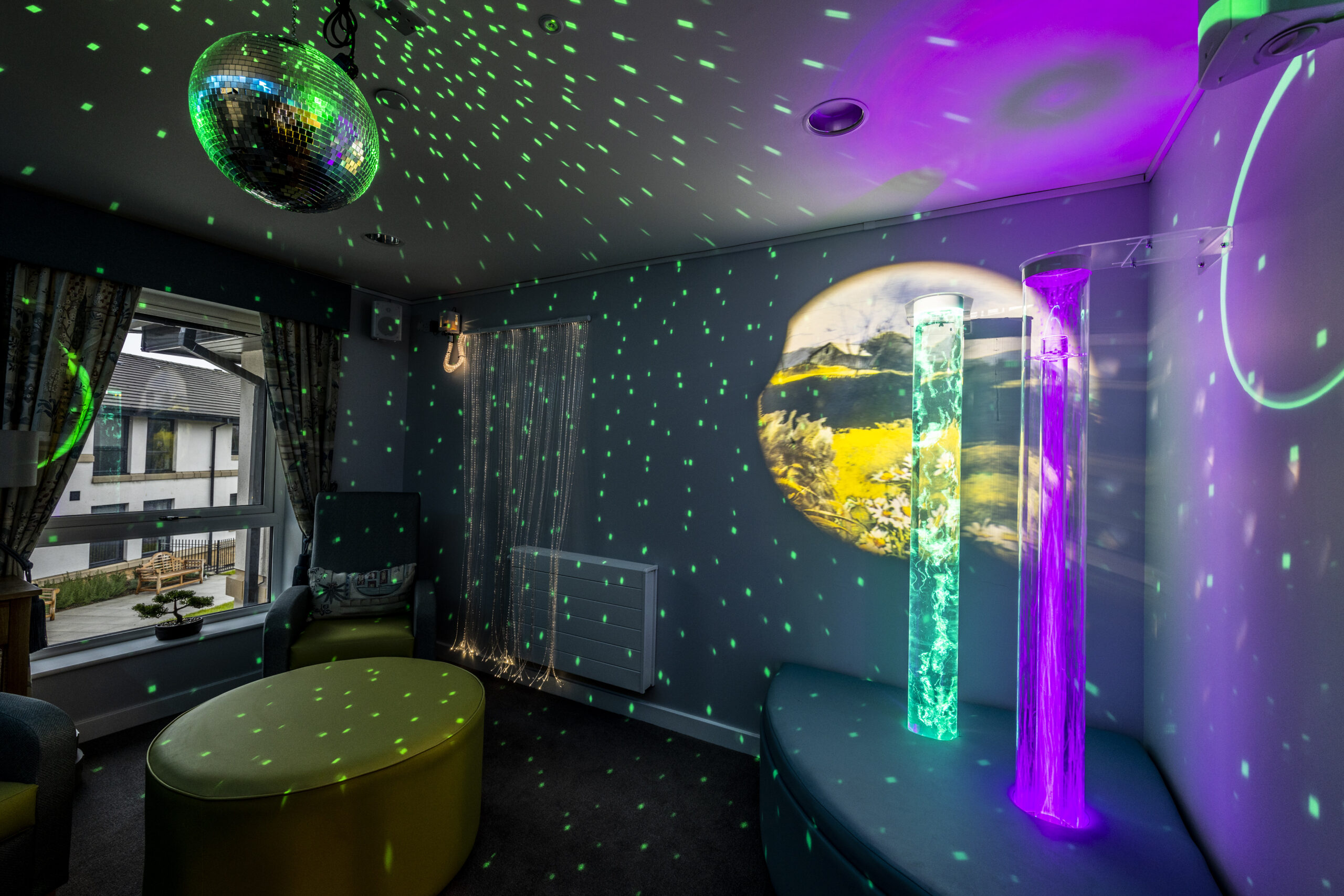 Sensory Room with Green & Purple Lights