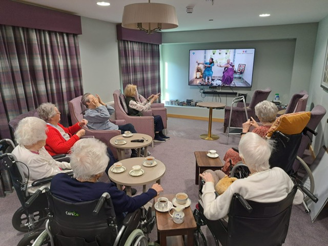 Residents at Boclair Care Home enjoying group exercise sessions